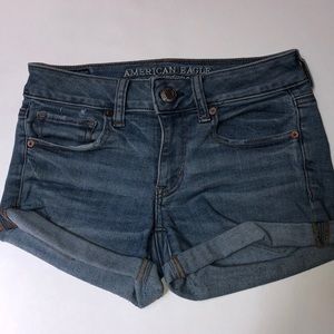 American Eagle Light Wash Midi Denim/Jean Shorts